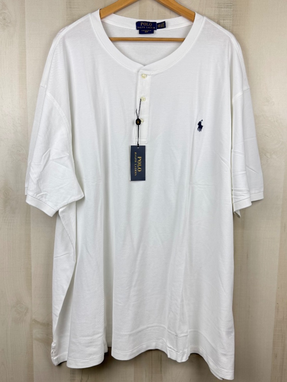 NWT Polo Ralph Lauren Men’s Featherweight Mesh SS Henley Shirt White Blue 4XB